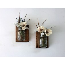  Mason Jar Decor boho industrial distressed chic wedding handmade Set 2x Pint   153123233881